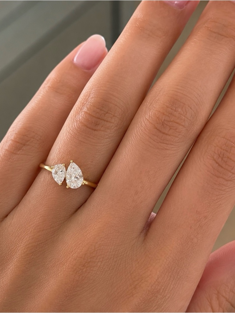 Toi Et Moi 1.5ctw Moissanite Ring Pear Cut Gold Vermeil